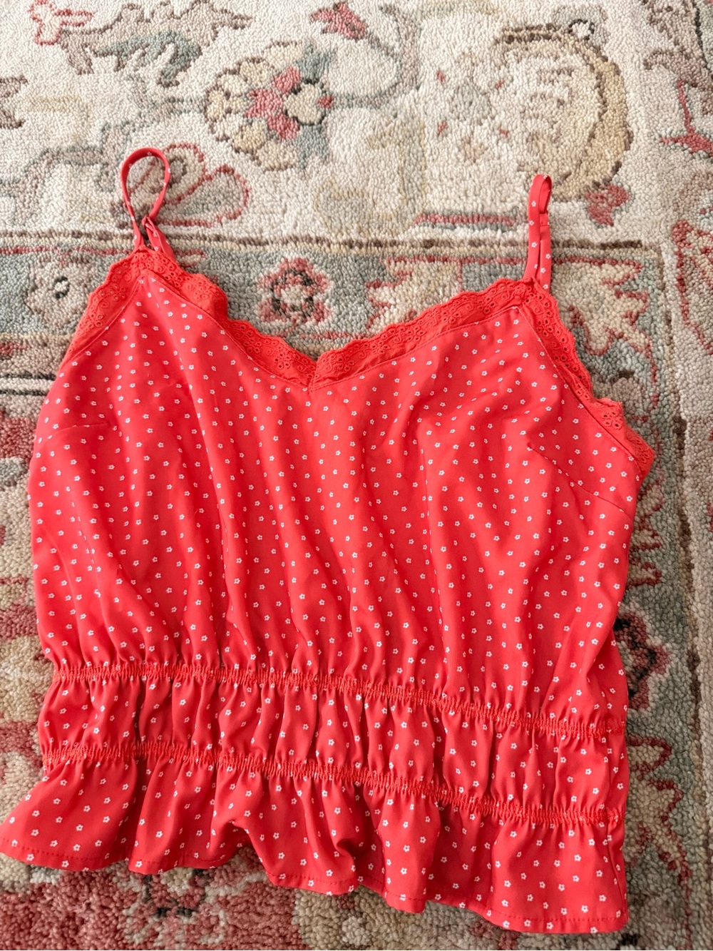 Ten Sixty Sherman Red Polka Dot Lace-Trim Bodysuit Top